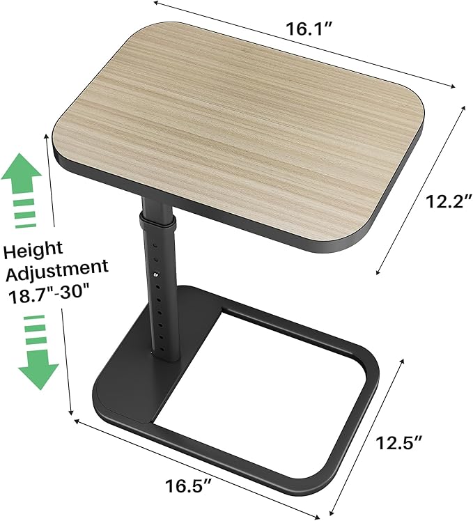 Kitstorack Upgraded TV Tray Table with Panel Lock, Adjustable Height & 90° Flip-Over Design, Sofa Arm End Side Table for Eating, Dinner, Snack, Laptop, Couch, Bed, Chair or Small Spaces, Gray