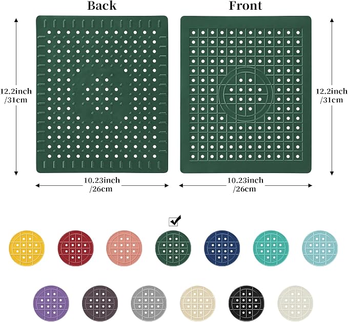 WILLKOMMEN Kitchen Sink Mat, 12" x 10" Dish Drying Mat, Sink Protector Mats for Bottom of Kitchen Sink, Fast Draining Sink Mats Grid, 2 Pack Dark Green