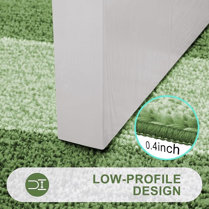 Kitinjoy Indoor Outdoor Door Mat, 59x32 Non-Slip Absorbent Dirt Trapper, Low-Profile Washable Inside Entrance Front Floor Mat, Sturdy Soft Entry Doormats for Entryway, Green