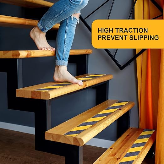 Qingluan Anti Slip Tape, Safety Tape Outdoor Waterproof, High Adhesive Grip Tape for Stairs, Tread Steps, Floor, Ramps, Skateboards, Caution to Keep from Slipping (Yellow/Black, 4 Inch x 33 Foot)