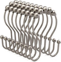 Bathway Shower Curtain Hooks Rust Proof Shower Curtain Rings, Smooth Glide Double Hook Shower Curtain Hooks,Shower Hooks for Shower Curtain Matte Nickel Shower Rod Hooks Shower Curtain Hangers 12Pcs