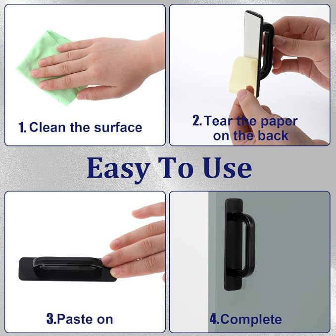 2 Pack Adhesive Handles, Stick on Cabinet Handles, No Drill Cabinet Pulls Peel and Stick, Cabinet Door Handles for Cabinet Closet Glass Sliding Shower Door Handle