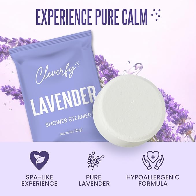 Cleverfy Lavender Shower Steamers Aromatherapy - Birthday Gifts for Women, Mom, Wife, Grandma, Her, Best Friend, Daughter, Sister, Teens & Girlfriend - 18 Tablets