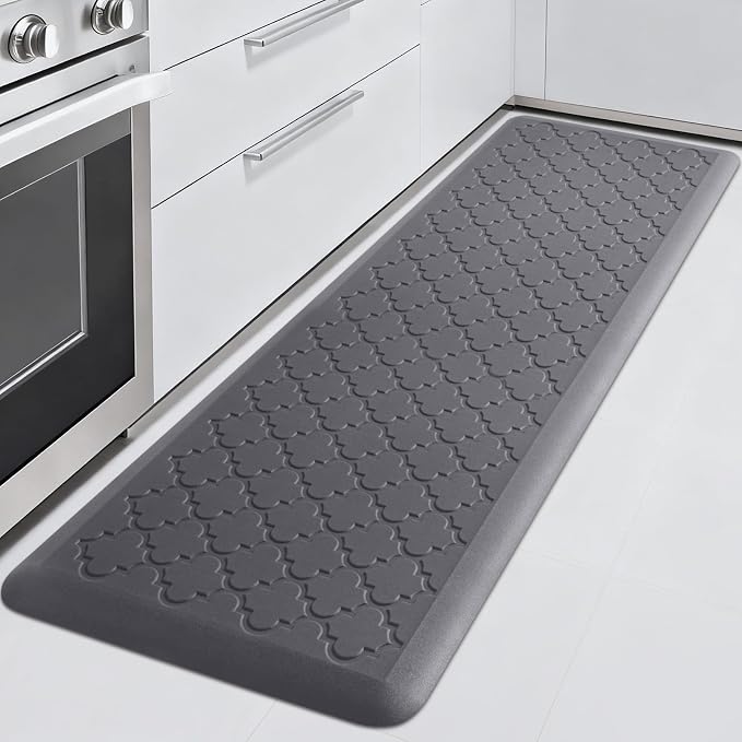 TranquilRelax 4/5 Inch Thick Anti-Fatigue Kitchen Mat Water Resistant Non-Slip Kitchen Floor Mat Ergonomic Comfort Standing Mat for Home Kitchen Office Laundry 17.3"x 60" Grey
