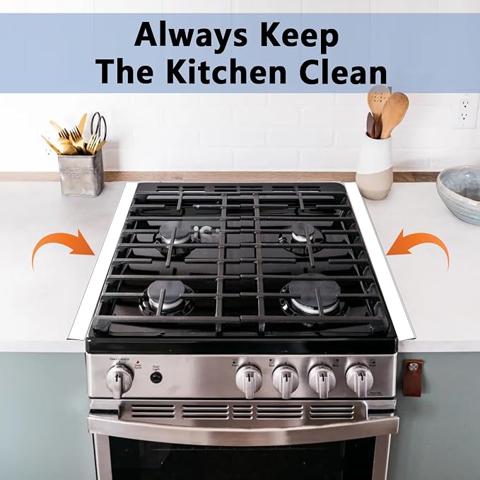 Stove Gap Covers Stainless Steel, 2 Pcs Stove Gap Filler for Counter Side Gap, Retractable Length 13.8" to 27.5"