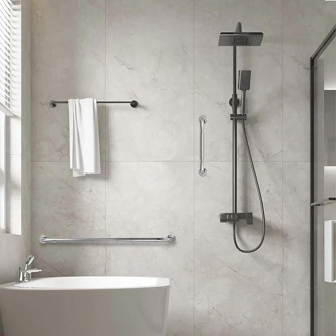 Shower Grab Bar, 2 Pack 39.4 Inch Bathroom Grab Bar, 1.25" Diameter 304 Stainless Steel Anti-Slip Grab Bars for Bathtubs and Showers, Handicap Shower Grab Bar for Seniors Elderly