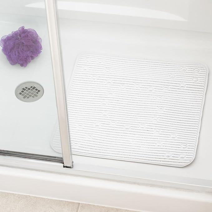 Duck Brand Clorox Cushioned Shower Mat, Non Slip Bathtub Mat with Suction Cups, 21 Inches x 21 Inches, White, 2 Pack