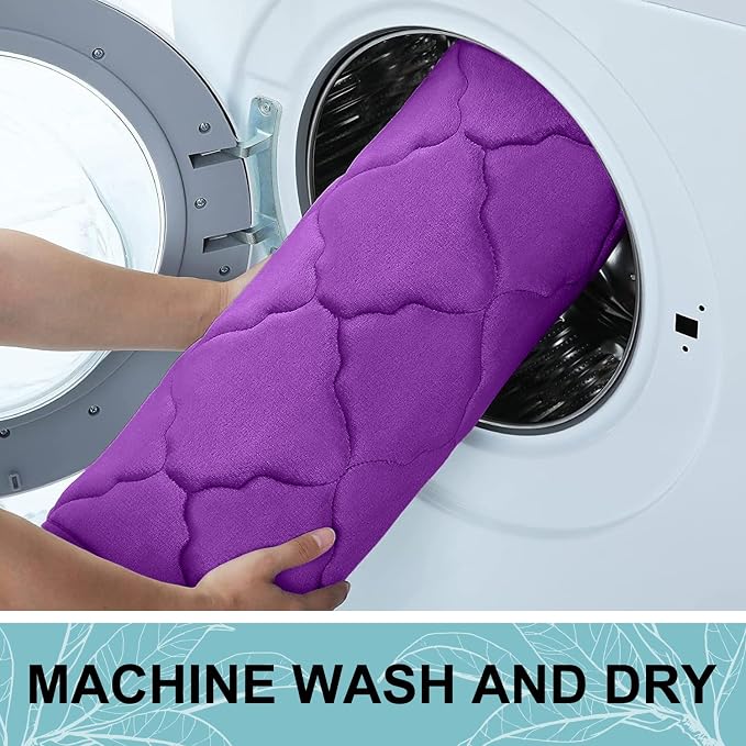 OLANLY Memory Foam Toilet Rugs U-Shaped 24x20, Ultra Soft and Absorbent Bathroom Rugs, Non-Slip, Comfortable, Machine Washable Contour Bath Mat for Toilet Base, Home Decor Accessories, Purple