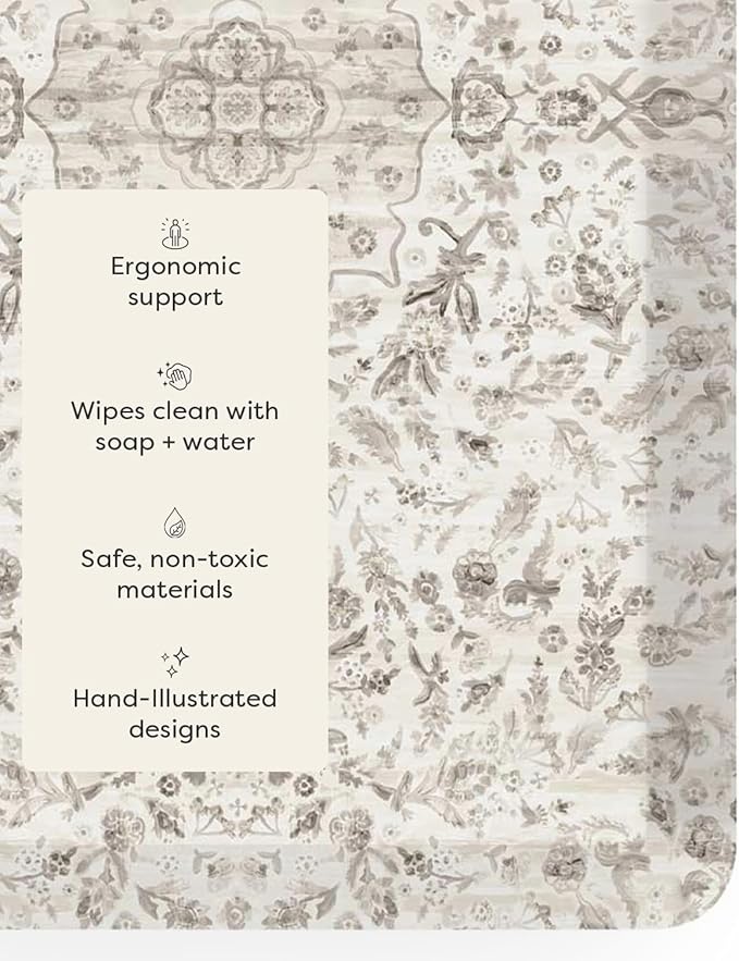 House of Noa Nama Standing Mat – Anti-Fatigue Kitchen Mats for Floor, Cushioned & Non-Slip Kitchen Comfort Mat for Standing, Thick Foam Anti-Fatigue Mat for Kitchen & Workspaces, Emile Latte 22" x 54"