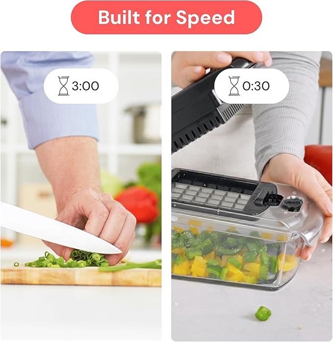 Fullstar The Original Pro Chopper - Vegetable Chopper and Spiralizer, Food Chopper with Container, Fruit Slicer, Kitchen Gadgets & Gifts, Home Essentials (4 in 1, Clear)