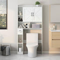Vabches Over The Toilet Storage Cabinet, Farmhouse Storage Cabinet Over Toilet with 2 Barn Door & Toilet Paper Holder Stand，Home Space-Saving Toilet Rack, for Bathroom, Restroom, Laundry