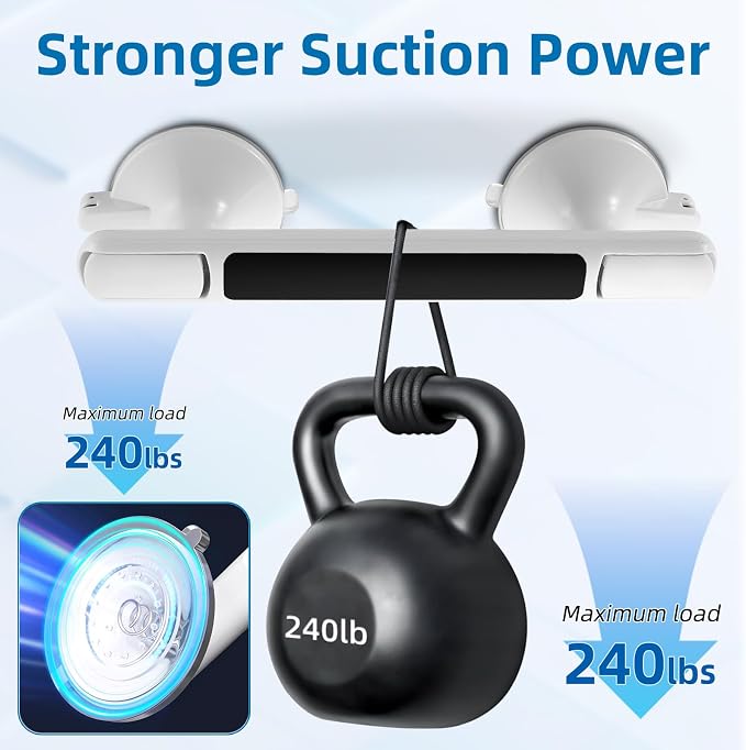 Grab Bar for Bathtubs and Showers, Zynuhmo 12 Inch Suction Cup Safety Grab Bar with 1PCS Bath Ball No Drilling Suction Shower Handrails for Seniors Elderly Kids Bathroom Assist Support(1Pack, Black)