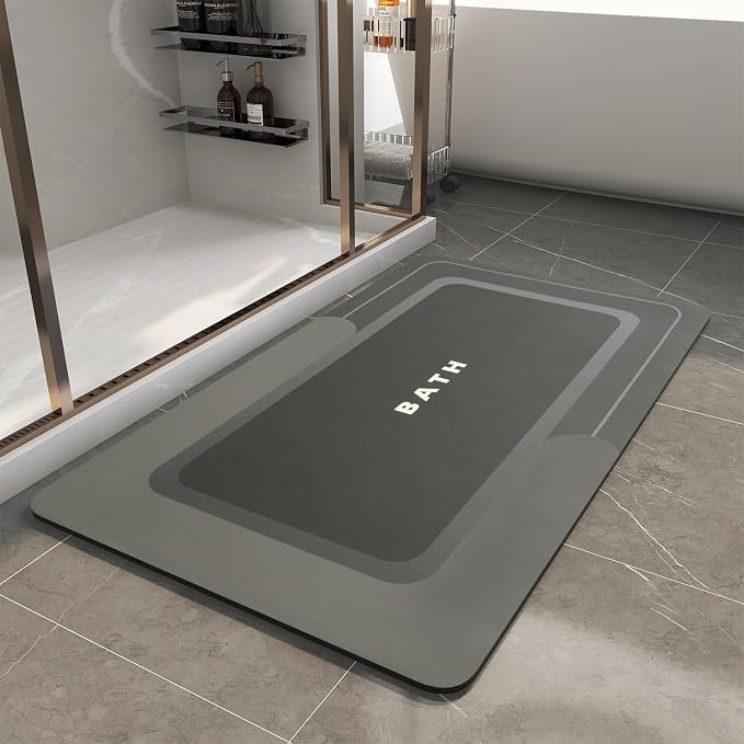 MontVoo Bath Mat-Bath Mat Rug Non Slip Super Absorbent Stain Resistant Quick Dry Thin Bathroom Rug-Bath Mats for Bathroom Floor Bathtub Vanity-Bathmat Bath Rug Easy Care-24"x35",Darkgrey