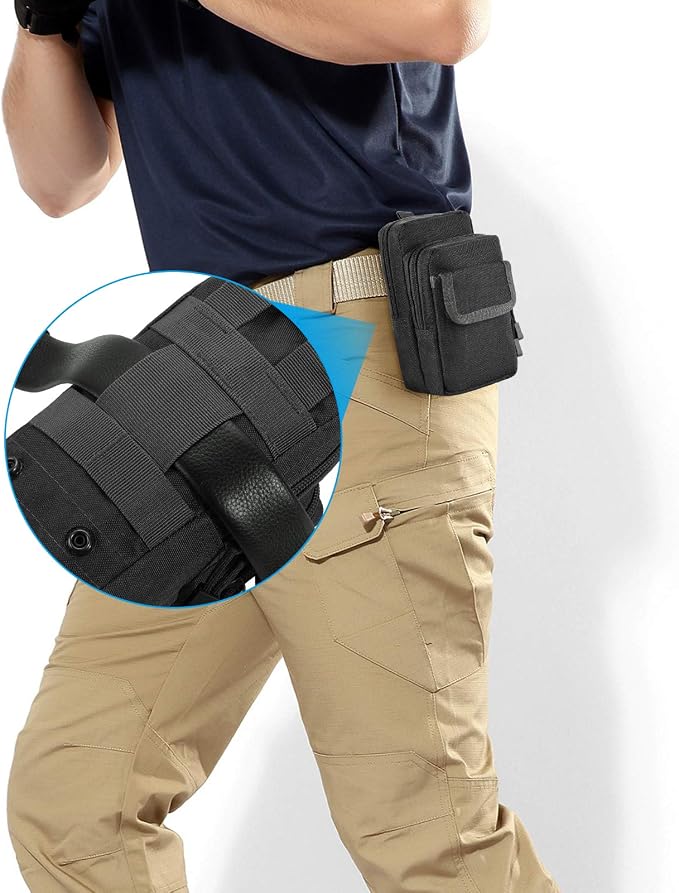 FRTKK 2 Pack Molle Pouches - Tactical Compact Water-Resistant EDC Pouch Bag Small Utility Pouch