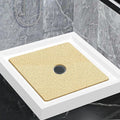 Shower Mat Non Slip,Soft Bath Mat with Drain,Quick Drying PVC Loofah Bathtub Mat for Bathroom,Without Suction Cups,24 x 24 Inch (Beige Yellow)