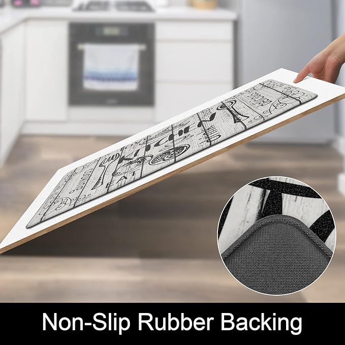 HEBE Kitchen Rugs Set of 2, Cushioned Anti Fatigue Kitchen Mats for Floor, Non Slip Waterproof Comfort Standing Desk Mat Carpet for Sink, Stove, Laundry Room