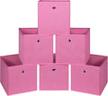 Foldable Storage Cubes Bins ,11 Inch Cloth Storage Cube Fabric Storage Box Cubes Organizer Baskets with Handles for Home Organizer Set of 6 (Pink)