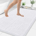 Smiry Luxury Chenille Bathroom Rugs 44x32, Extra Soft and Absorbent Shaggy Bath Mat, Machine Washable, Non-Slip Plush Carpet Runner for Tub, Shower, and Floor, Home Decor Accessories, White