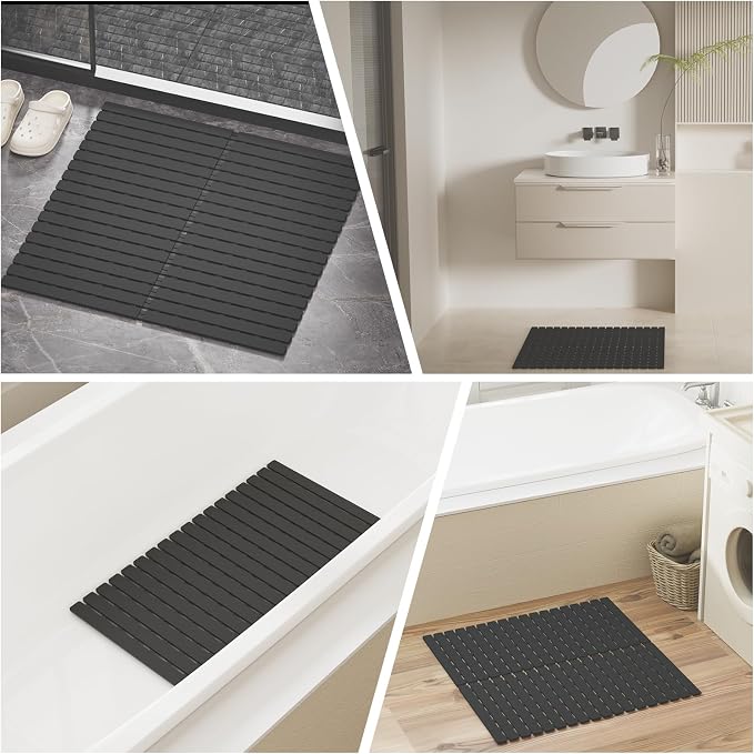MBOSS Square Shower Mat for Inside Bathroom, Non Slip Bathtub Mat, 24 X 24 Inch Non Slip Shower Mat for Tub & Shower, Bathroom Essentials Safe, Easy to DIY Cut, Eco-Friendly Materials