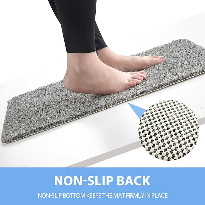 Hargiis Non-Slip Bathtub Mat, Anti Slip Shower Mat, Fast Drying Bathtub Mats, Foot Scrubber Mat, Anti Slip Mat for Tub, Floor, Bathroom, Kitchen, Home, Hotel (Grey 36"×24")