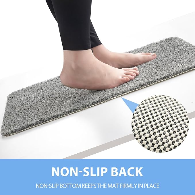 Hargiis Non-Slip Bathtub Mat, Anti Slip Shower Mat, Fast Drying Bathtub Mats, Foot Scrubber Mat, Anti Slip Mat for Tub, Floor, Bathroom, Kitchen, Home, Hotel (Grey 47"×16")