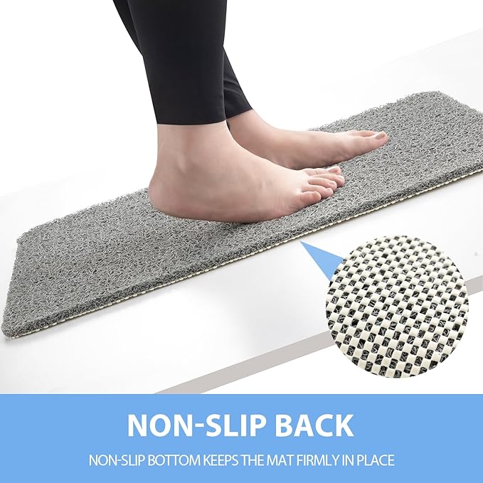 Hargiis Non-Slip Bathtub Mat, Anti Slip Shower Mat, Fast Drying Bathtub Mats, Foot Scrubber Mat, Anti Slip Mat for Tub, Floor, Bathroom, Kitchen, Home, Hotel (Grey 40"×28")