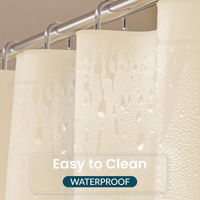 Titanker Plastic Shower Curtain Liner, 72x72 Beige Shower Liner Lightweight PEVA Shower Curtains for Bathroom, Waterproof Shower Liner with Magnets and Rustproof Grommets