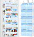 Blue Over the Door Organizer 5 Tiers, Extra Large Behind Door Storage of 10 Compartments, 80 lbs Weight Capacity Hanging Storage Organizer with Clear Window Kids Toys, Shoes, Diapers, Room storage