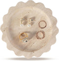 Koville 5.51" Travertine Tray, Natural Stone Trinket Dish for Ring Perfume, Round Scalloped Decorative Tray for Bathroom Vanity Dresser Countertop, Home Table Decor