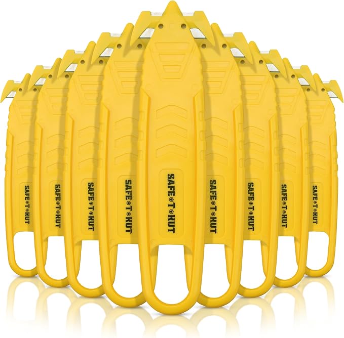 Safe•T•Kut Safety Box Cutter 20 Pack – Enclosed Blade Safe Utility Knife for Opening Boxes, Packaging, Plastic Wrap, Tape & Zip Ties