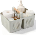 JiatuA Shower Caddy Basket Portable Caddy Organizer with Handle Cleaning Supplies Caddy Plastic Tool Storage for Bathroom Kitchen College Dorm Bedroom, Grey