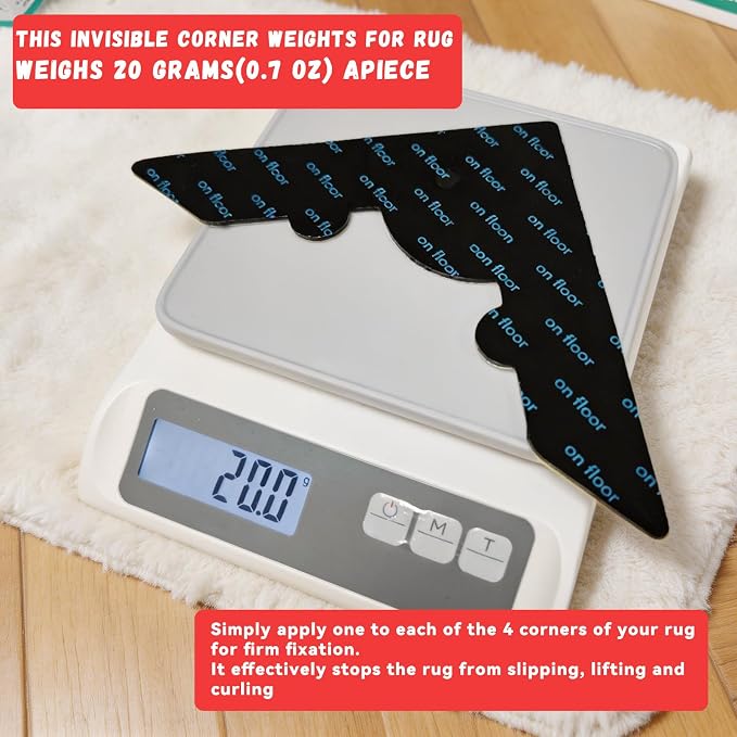 Rug Non Slip Grippers, Reusable Rug Tape, No Damaging for Floor, Carpet Corner Stickers for Hardwood Floors and Tiles, Strong Hold Carpet Gripper for Area Rugs, 32Pcs