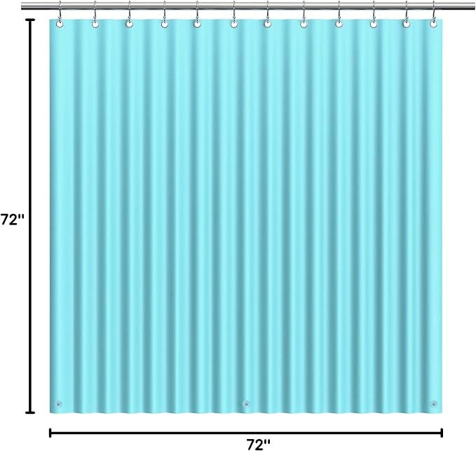 EHZNZIE Aqua Shower Curtain Liner 72x72, PEVA Waterproof Bath Curtain, No Chemical Smell, 3 Weighted Magnets, Durable with Rustproof Metal Grommets