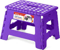 ACSTEP Folding Step Stool Portable Collapsible Plastic Step Stool, Foldable Step Stools, Non Slip Folding Stools for Kitchen Bathroom Bedroom (Purple)