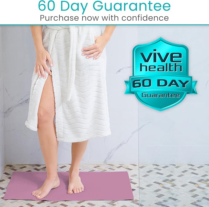 Vive Non-Slip Bath Mat with Suction Cups - 28" x 16" Extra Large Rubber Mat for Safety & Comfort - Patented Grip Prevents Slips and Falls for Kids, Elderly, Men, Women - XL Non Skid Shower & Tub Cover
