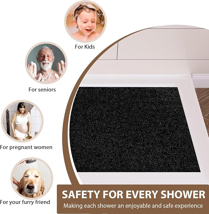 Shower Mat Non Slip: 47.2 x 31.5 Inch Extra Large Shower Mats for Inside Shower with Drain Hole - Soft PVC Loofah Anti Slip Shower Stall Mat for Walk-in Shower and Bathroom, Quick Drying