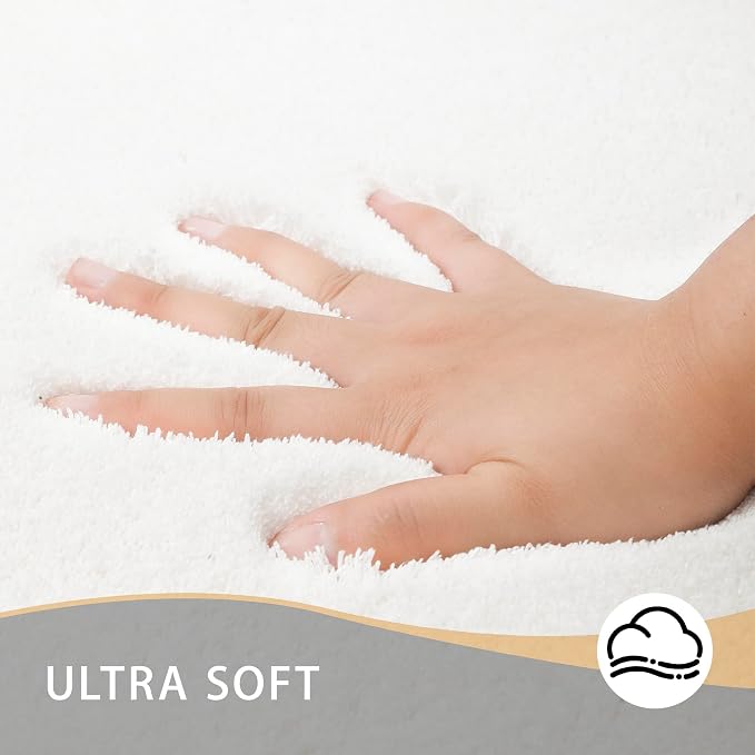MINIDEAR Bathroom Rugs 70x24 Pure White - Thick Memory Foam Bath Mat, Ultra Soft & Plush Fluffy, Non-Slip, Quick Dry, Absorbent Washable Floor Mat for Tub, Toilet, Home Decor Accessories