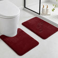 HUXMEYSON Bathroom Rugs Sets 3 Piece, Non-Slip & Quick Dry Bath Mat Set, Ultra Soft Velvet Bath Rugs for Bathroom, Toilet and Shower Floor, Red