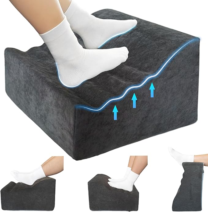 Foot Rest Under Desk, Ergonomic Foot Stool, Comfortable Office Footrest with Curved Design, with Washable Cover for Home and Office, Relieves Leg Pressure (Dark Gray)