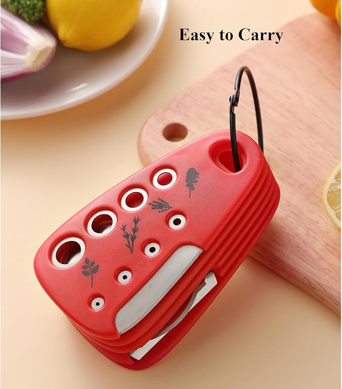Kitchen Gadgets Set 6 Pieces, Space Saving Cooking Tools Kitchen Accessories-Garlic Grinder, Cheese Grater, Vegetable Peeler, Pizza Cutter, Herb Stripper, Bottle Opener, Gadgets Gift Set (Red)