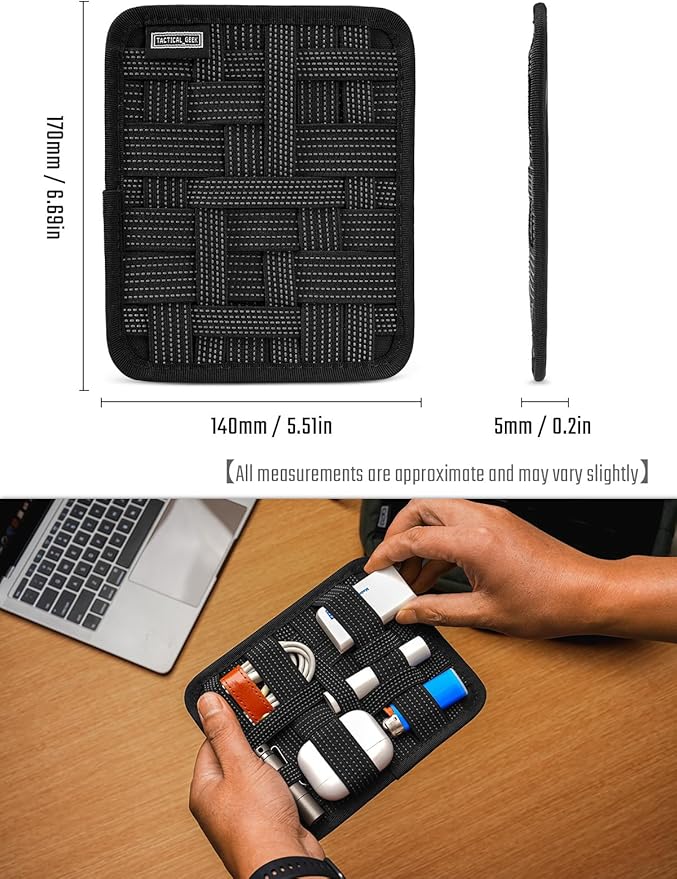 TACTICAL_GEEK EDC Organizer Board, Anti-Slip Elastic Woven Board, Utility Bag Insert Panel for Small Gear, Backpack Accessories (TCM11-M-Black)