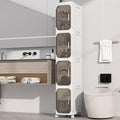 4-Tiers Slim Bathroom Storage Cabinet, Foldable Storage Cabinets,Narrow Bathroom Storage,Movable Bathroom Storage Organizer for Small Spaces,Bathroom,Kitchen,Laundry,White