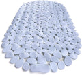“Pebbles” Non-Slip Bathtub & Shower Mat 27”x14” Oval - Non-Toxic - Safe, Clean, Machine-Washable, Superior Grip & Drainage, Vinyl, for Smooth Floors ONLY, Opaque White