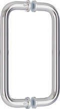Ranbo Polished Chrome 8" CTC Tubular Back-to-Back Shower Door Handle，Heavy-Duty 1.0mm Thick 304 Stainless Steel, for 1/4"- 3/4" Thick Glass and 1-3/8" - 2-1/6" Thick Wooden or Metal Doors