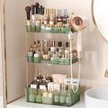 Bathroom Counter Organizer for Vanity, Makeup Organizer Countertop with Holder, Large Capacity Storage Rack, Perfect Large Skincare, Hair Care, Perfume, Easy to Install (Green, 3Tiers)
