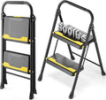 Urackify 2 Step Ladder, Heavy-Duty Pass 800lb Capacity Test, Wide Anti-Slip Steps & Secure Handrail Compact, Folding Step Stool Portable Design for Home, Kitchen, Office, Pantry, Closet Use, Black