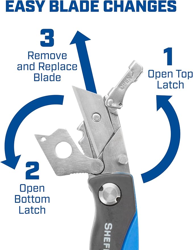 Sheffield Mini Box Cutter, Mini Utility Knife Aluminum Handle, Accepts Mini Utility Blades, Keychain Knife for Home, Office, Trades, and Warehouse