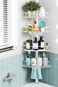 Corner Shower Caddy Tension Pole, 4 Tier Rustproof Shower Tension Rod Organizer, Adjustable 25-125 Inch Bathroom Shower Organizer Shelves for Bathtub Shampoo Storage, White