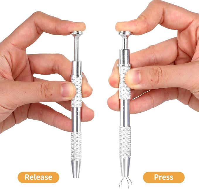 3Pcs Grabber Tool Holder Set Jeweler's Pick Up Sprinkle Pen Piercing Ball with Prongs Diamond Claw Jewelry Tweezers 4 Claw Precision Stainless Steel For Tiny Objects IC Chip Electronic Components