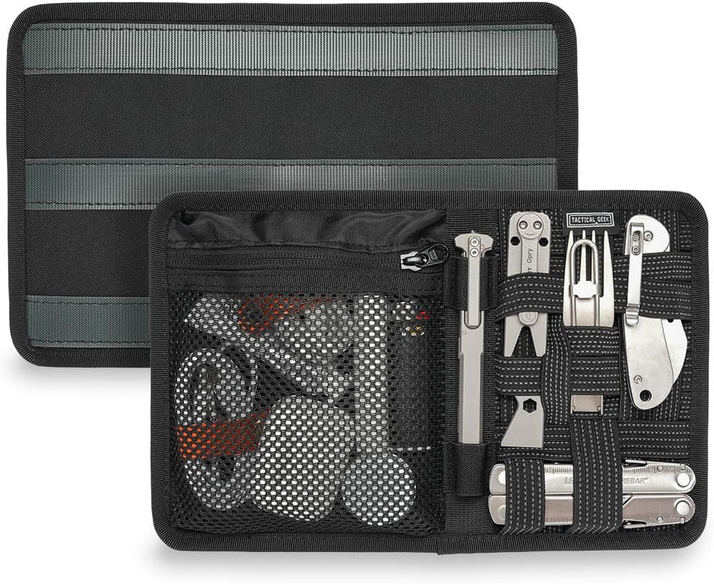 TACTICAL_GEEK EDC Organizer Board, Anti-Slip Elastic Woven Board, Utility Bag Insert Panel for Small Gear, Backpack Accessories (TCM10-Black)
